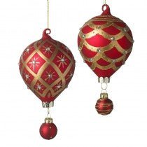 Red And Gold Glass Bauble Mix Of 2 - Christmas.uk