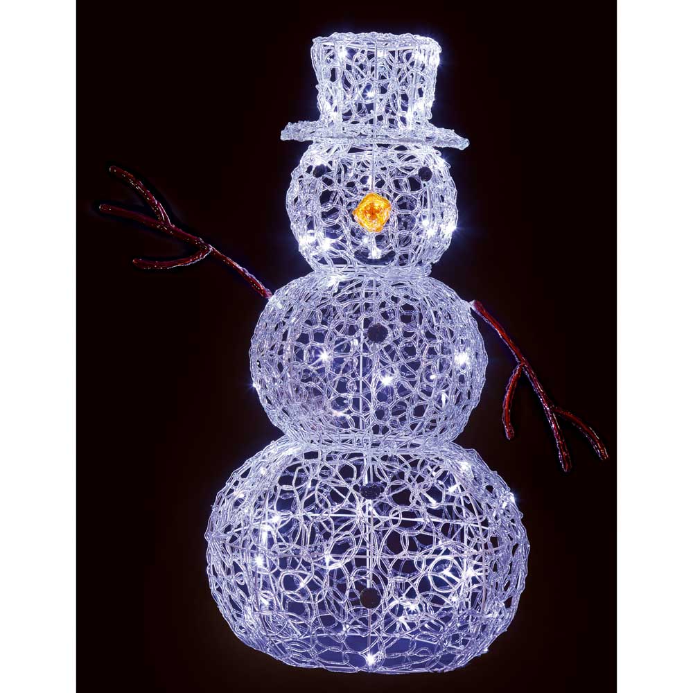 Acrylic Snowman 80 White LED's - 90 cm - Christmas.uk