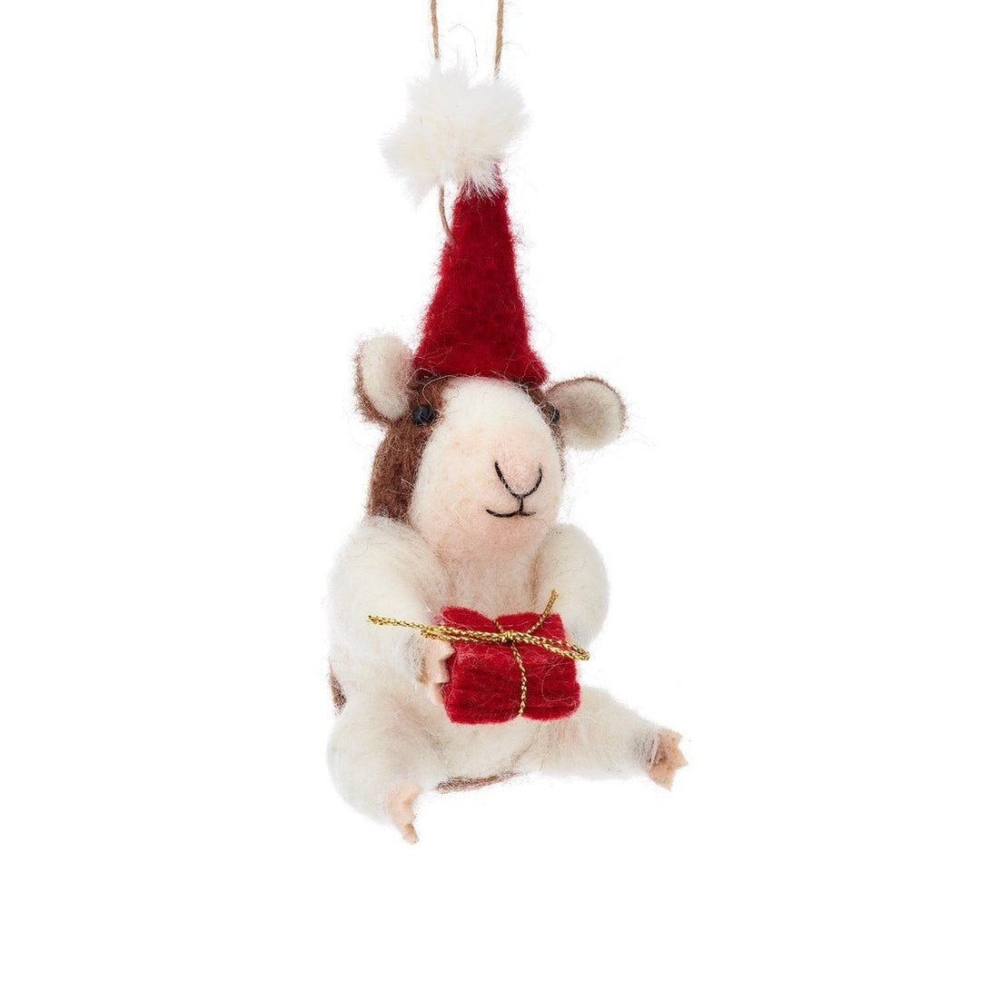 Christmas Felt Guinea Pig Hanging Decoration - Christmas.uk