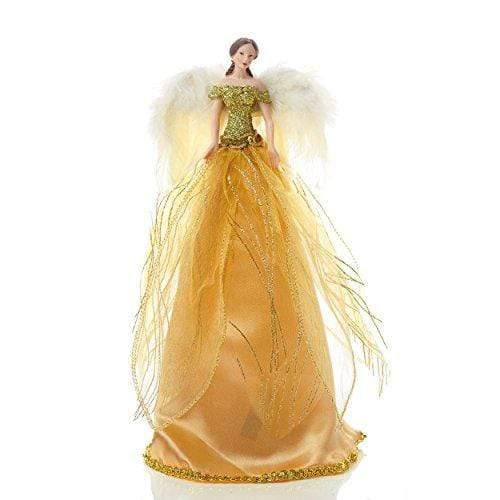 Gold Christmas Angel with feather wings Tree Topper - 23cm - Christmas.uk