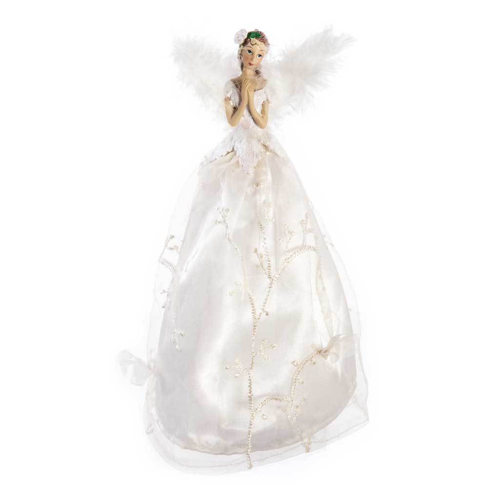 Ivory White Fairy Angel Tree Topper - 25cm - Christmas.uk