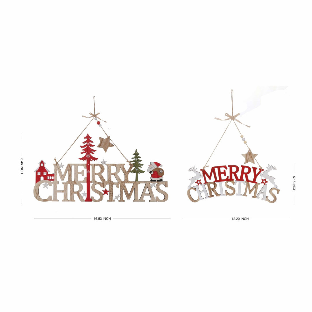 Merry Christmas Signs - Santa Claus & Reindeer - set of 2 - Christmas.uk