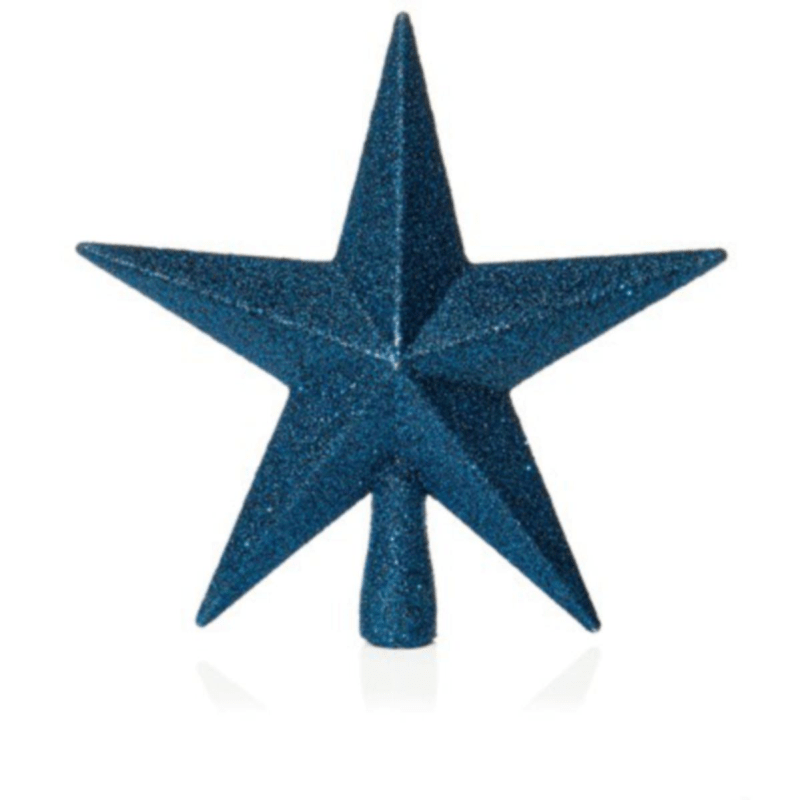 Midnight Blue Star Christmas Tree Topper - 20 cm, glitter finish - Christmas.uk