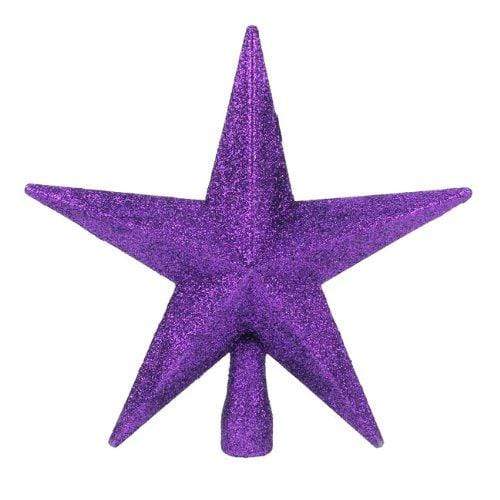 Purple Star Christmas Tree Topper - 20 cm, glitter finish - Christmas.uk