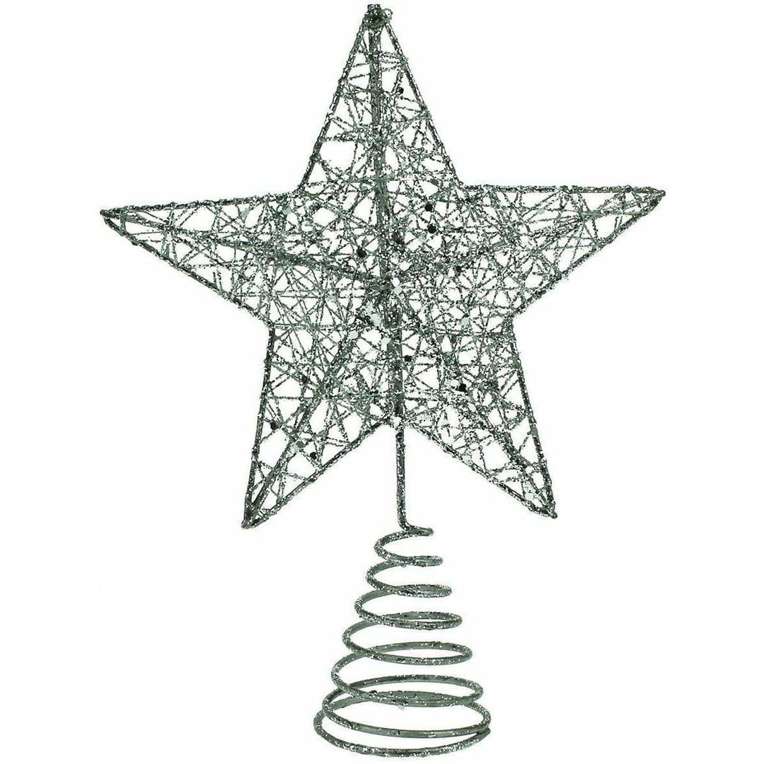 Silver Glitter Mesh Tree Top Star - 20cm - Christmas.uk