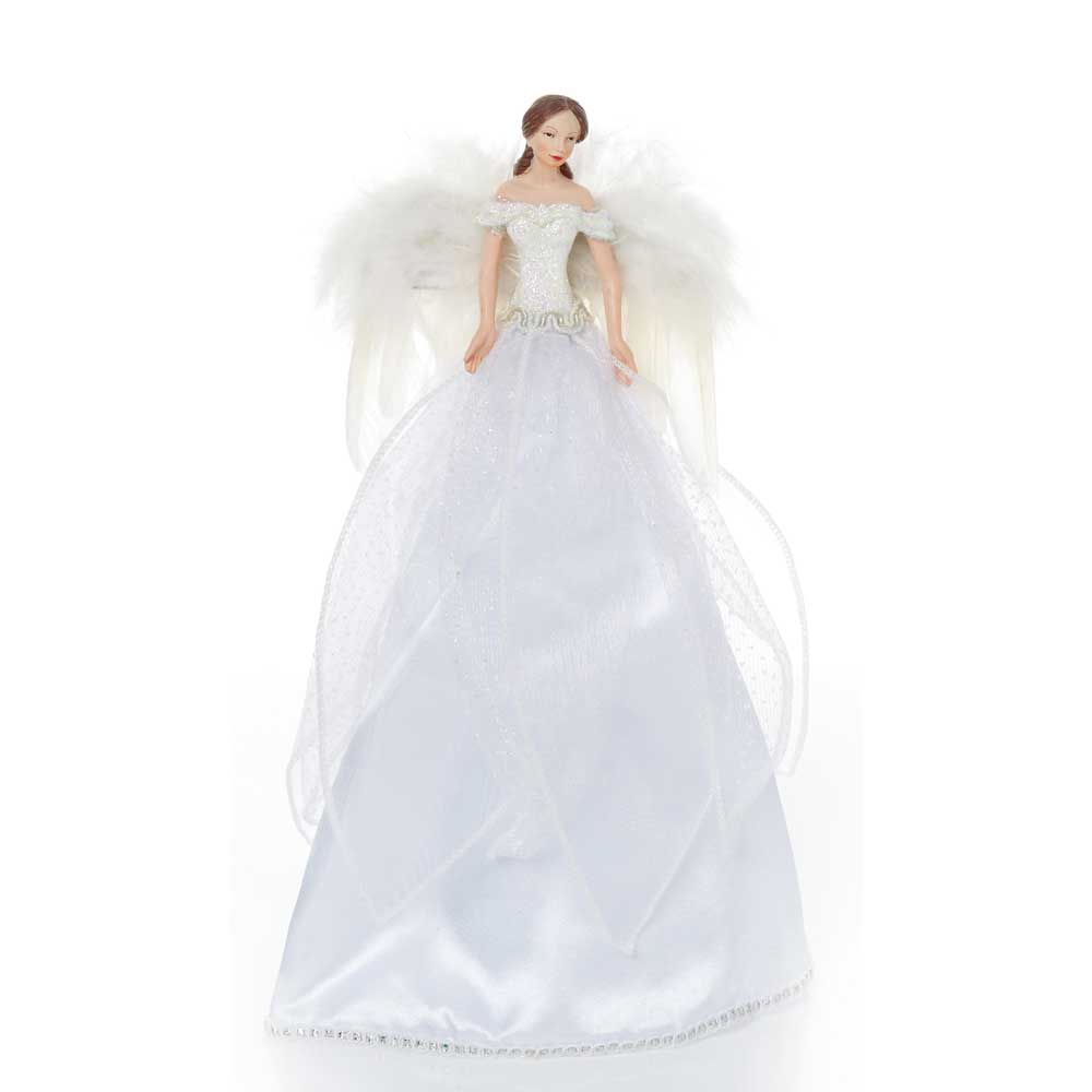 White Fairy Angel Tree Topper - 28 cm - Christmas.uk