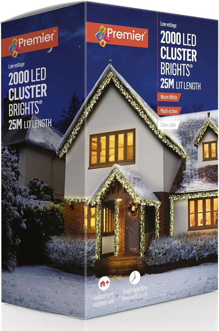 2000 Multi Action Clear Cable Cluster with Warm White LED and Timer