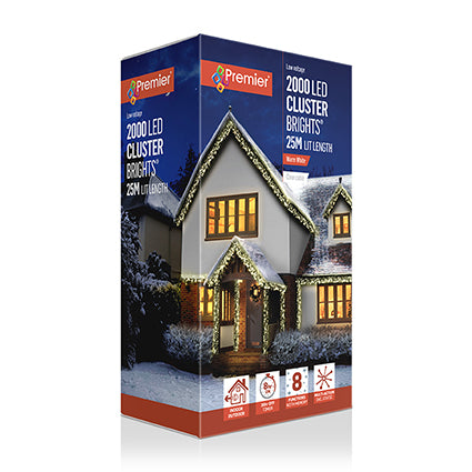 2000 Multi Action Clear Cable Cluster with Warm White LED and Timer