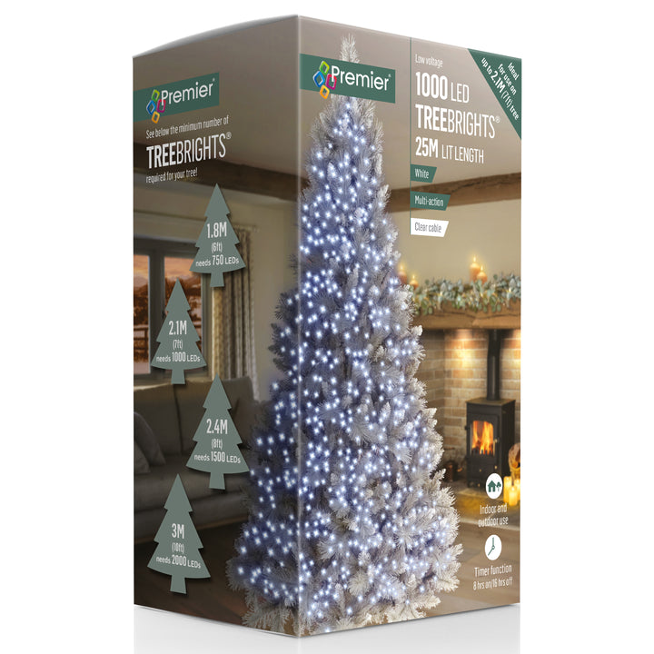1000 Tree Brights - Clear Cable - White