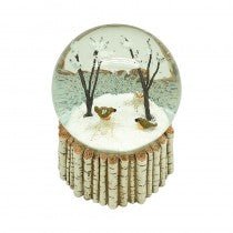 Birds In Trees Snowglobe With Birch Base - Christmas.uk