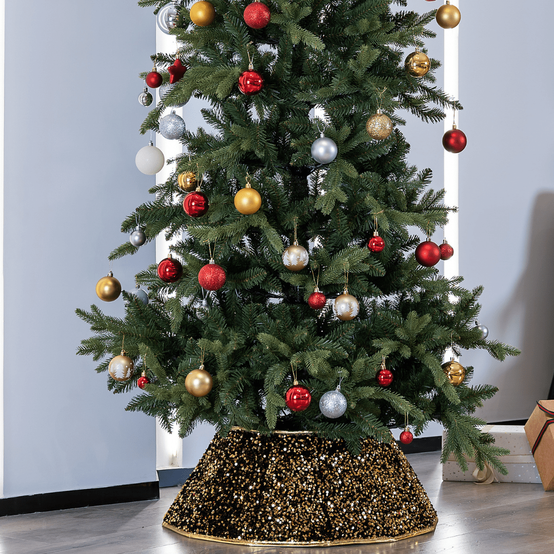 Black & Gold Christmas Tree Skirt Collar - Christmas.uk