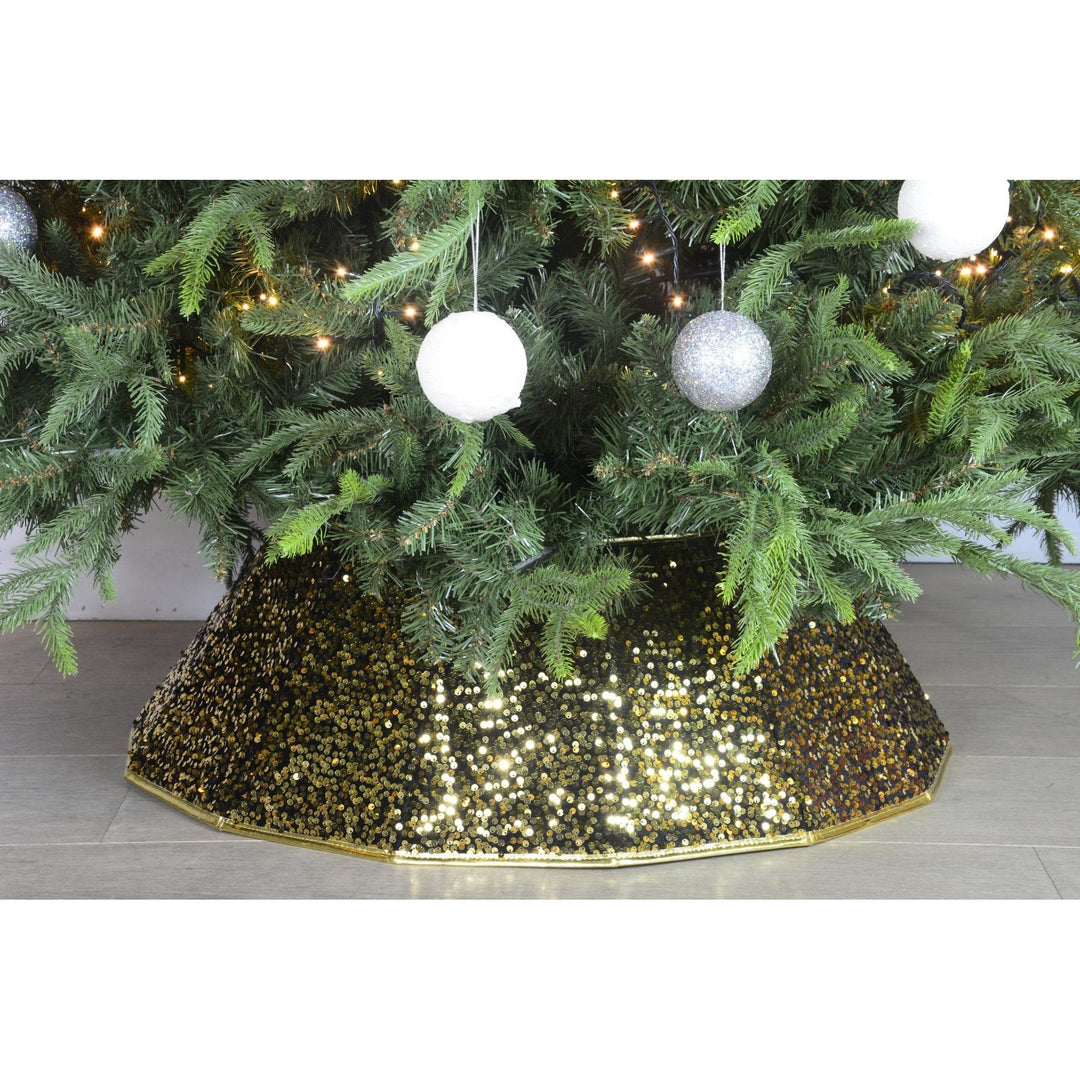 Black & Gold Christmas Tree Skirt Collar - Christmas.uk