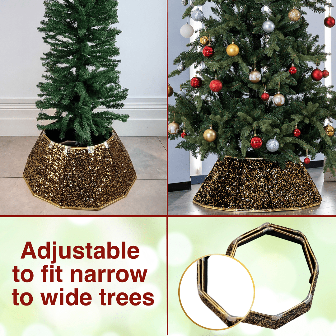 Black & Gold Christmas Tree Skirt Collar - Christmas.uk