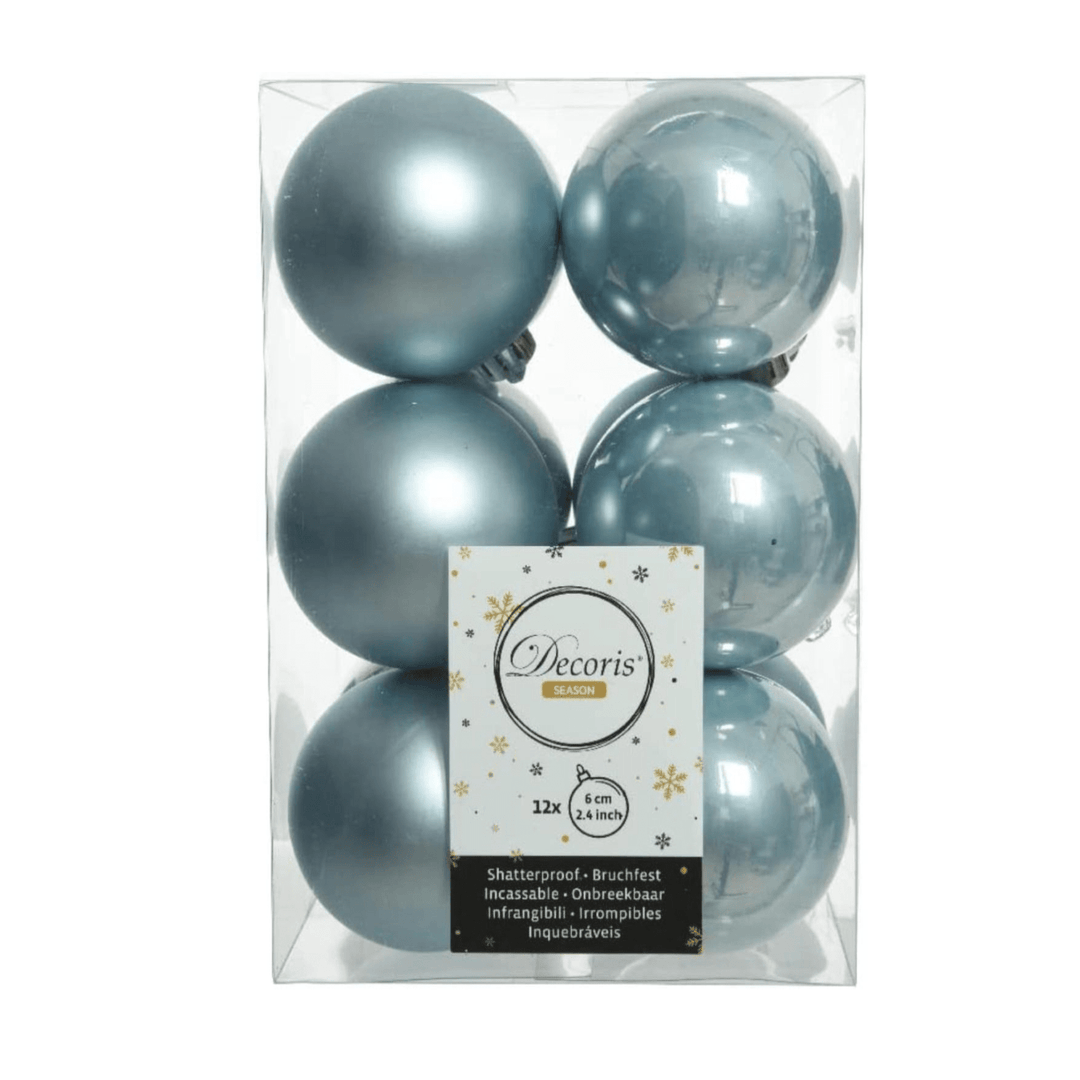 Christmas Tree Baubles - 6 cm - misty blue - 12 pack - Christmas.uk