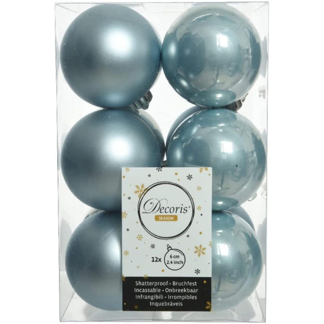 Christmas Tree Baubles - 6 cm - misty blue - 12 pack - Christmas.uk