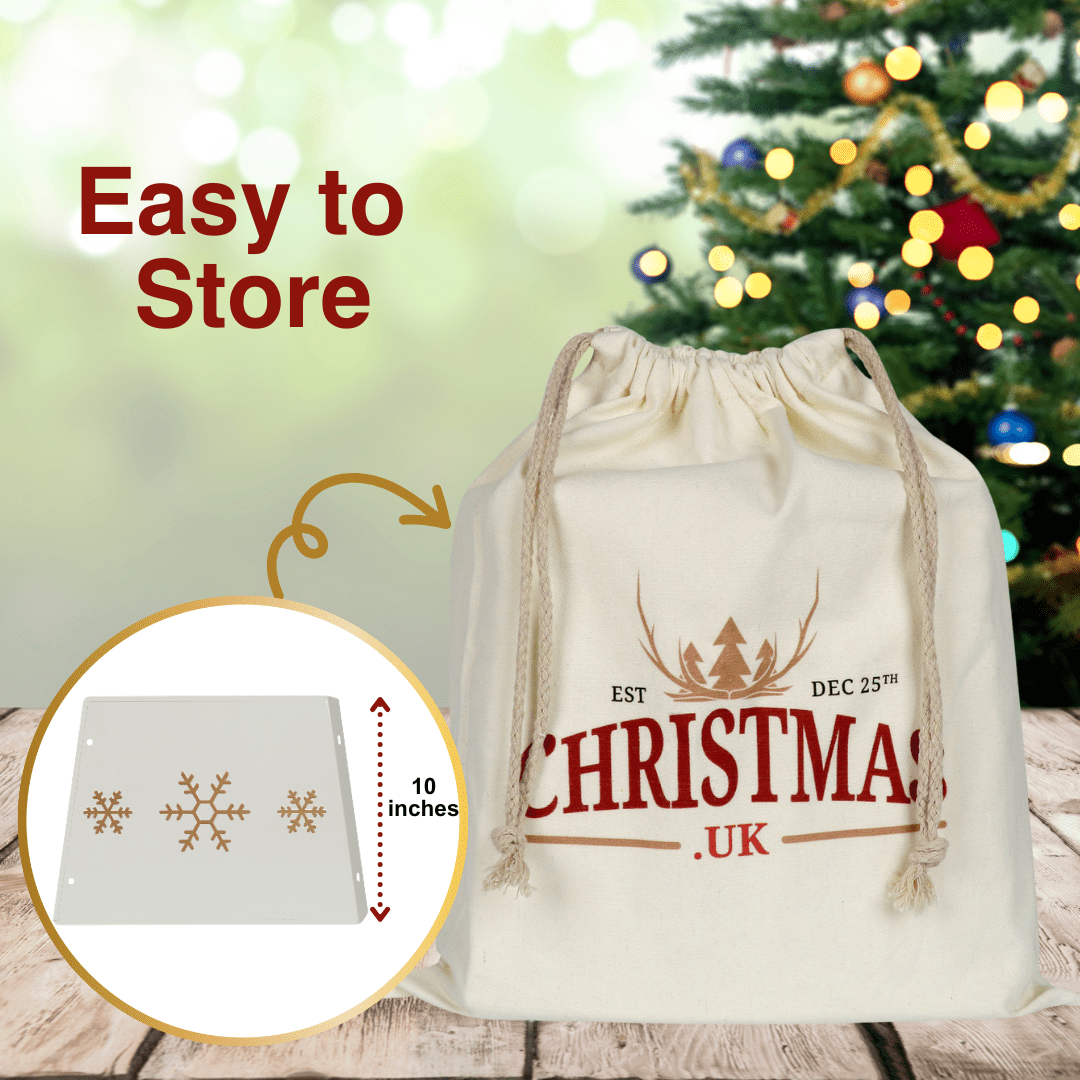 Christmas Tree Collar - Cream and Gold Metal Christmas Tree Skirt - Christmas.uk