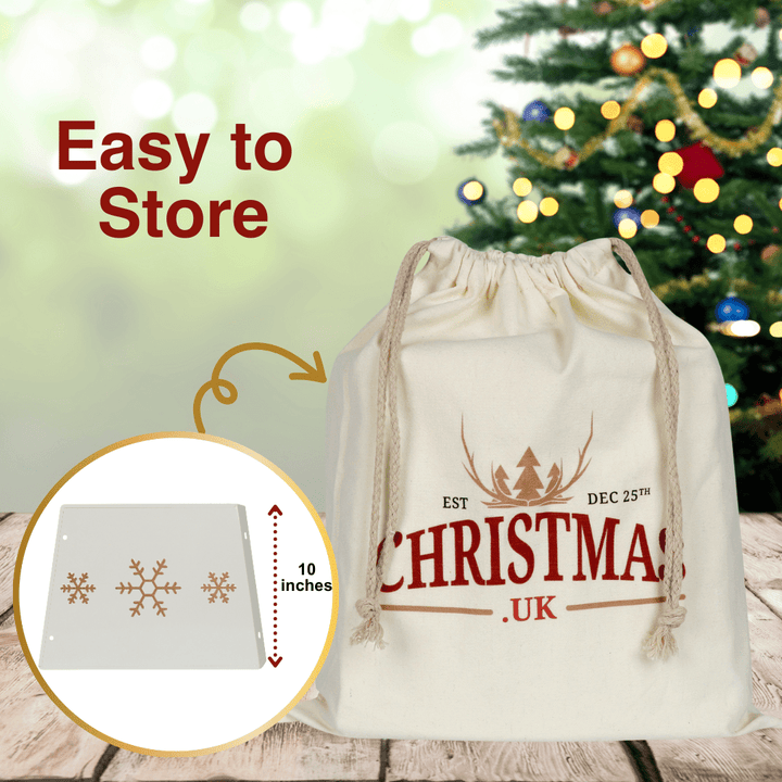 Christmas Tree Collar - Cream and Gold Metal Christmas Tree Skirt - Christmas.uk