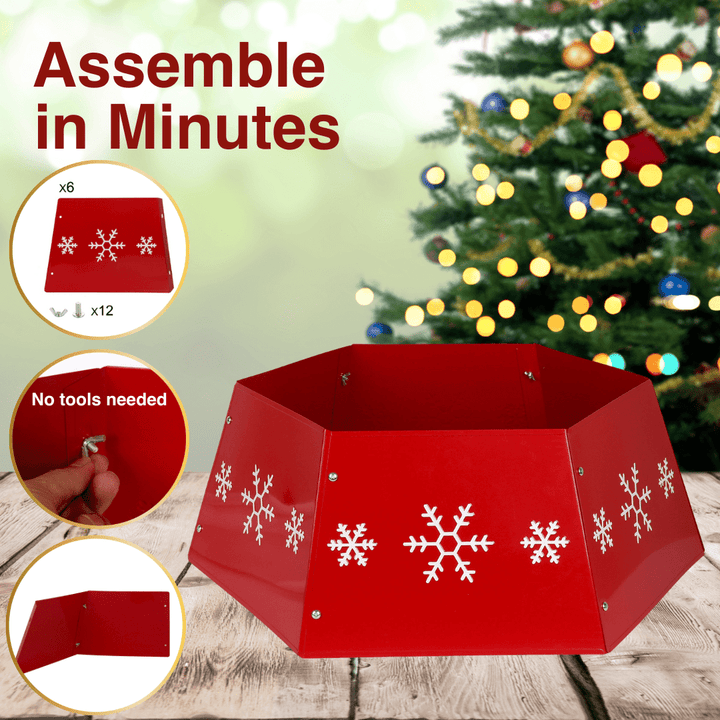 Christmas Tree Collar - Red and White Christmas Tree Skirt - Christmas.uk