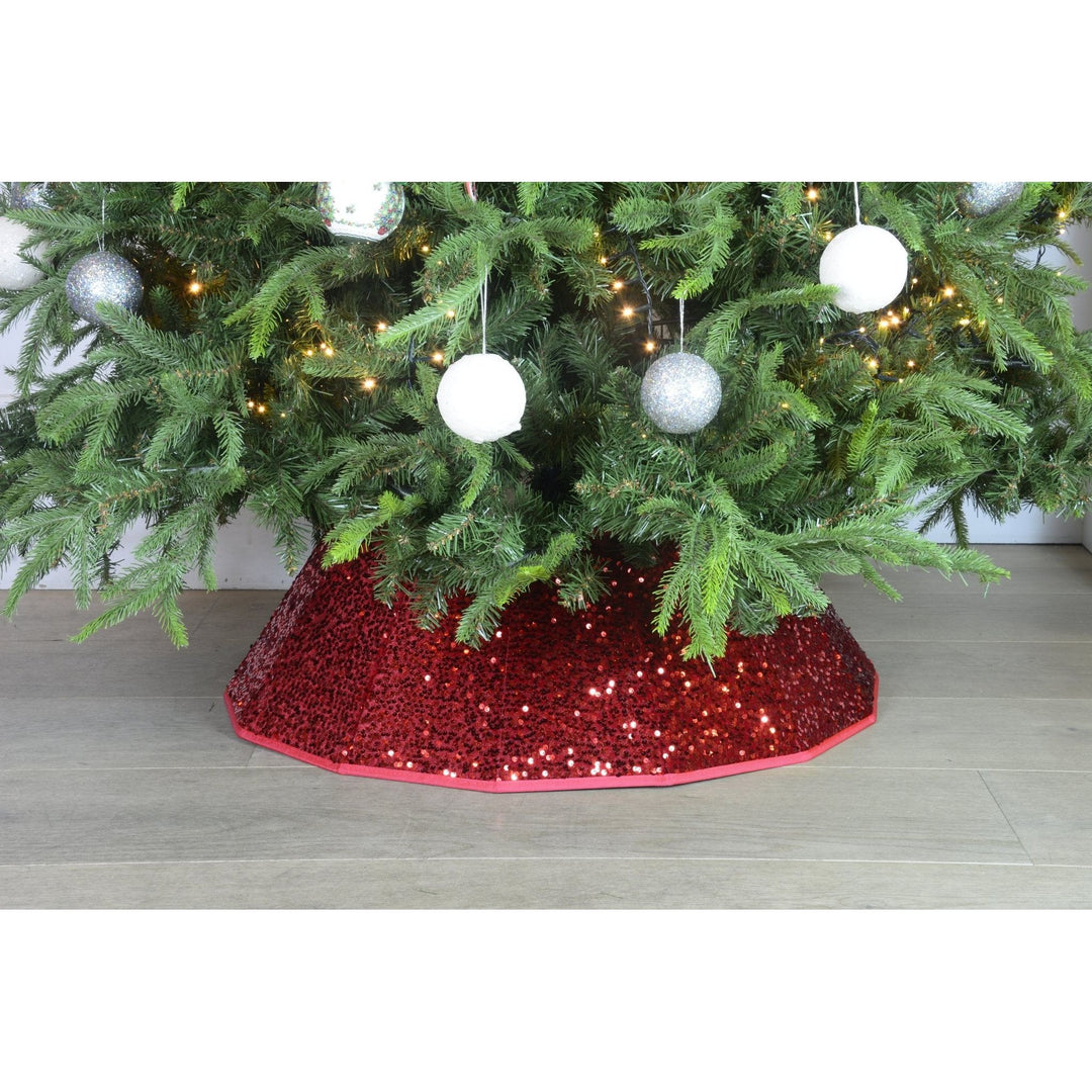 Christmas Tree Skirt Red Sequin Tree Skirt - Christmas.uk