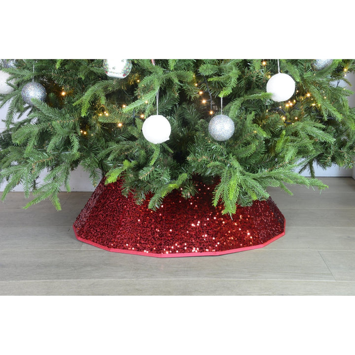 Christmas Tree Skirt Red Sequin Tree Skirt - Christmas.uk