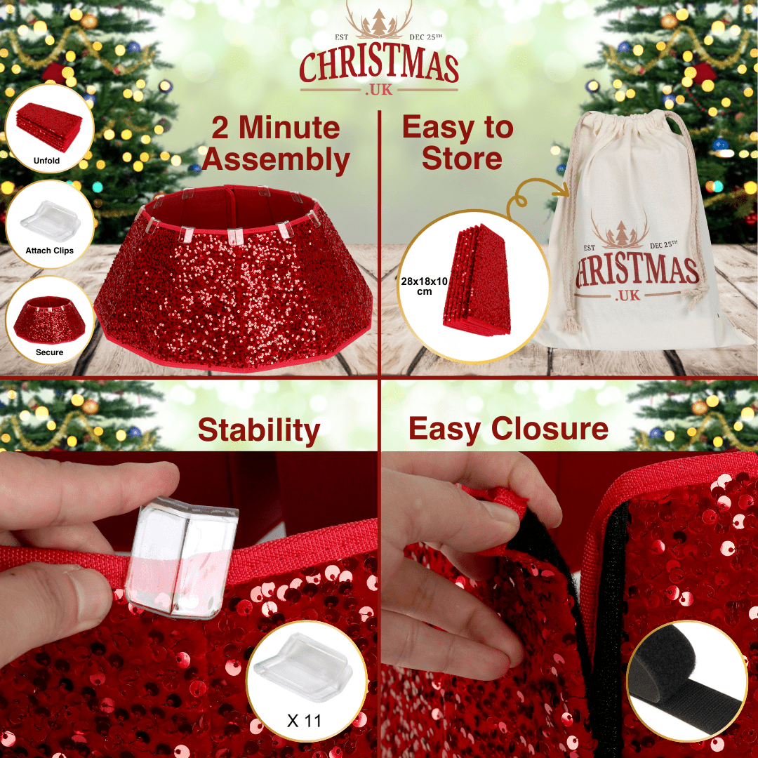 Christmas Tree Skirt Red Sequin Tree Skirt - Christmas.uk