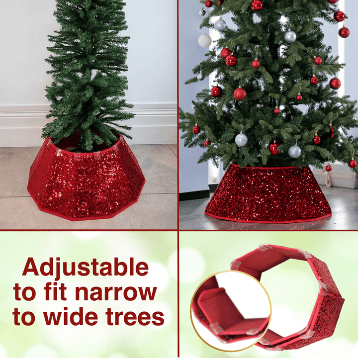 Christmas Tree Skirt Red Sequin Tree Skirt - Christmas.uk