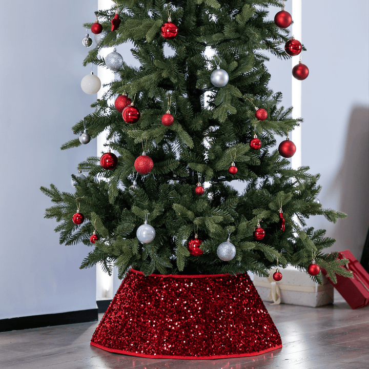 Christmas Tree Skirt Red Sequin Tree Skirt - Christmas.uk