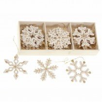 Cream & Gold Striped Snowflakes - Christmas.uk
