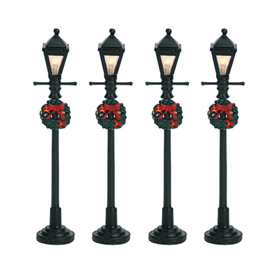 GAS LANTERN STREET LAMP, SET OF 4, B/O (4.5V) - Christmas.uk