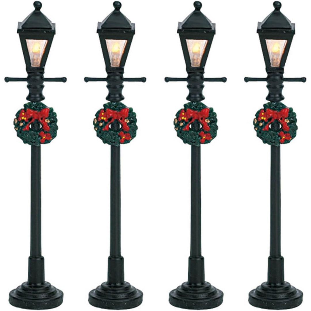 GAS LANTERN STREET LAMP, SET OF 4, B/O (4.5V) - Christmas.uk