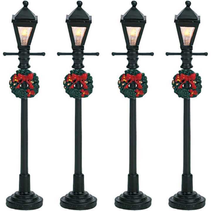 GAS LANTERN STREET LAMP, SET OF 4, B/O (4.5V) - Christmas.uk