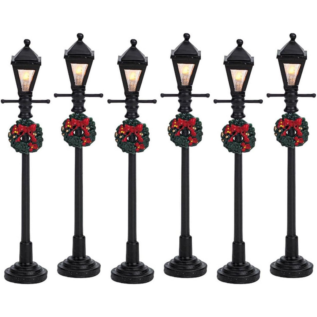 GAS LANTERN STREET LAMP, SET OF 6, B/O (4.5V) - Christmas.uk