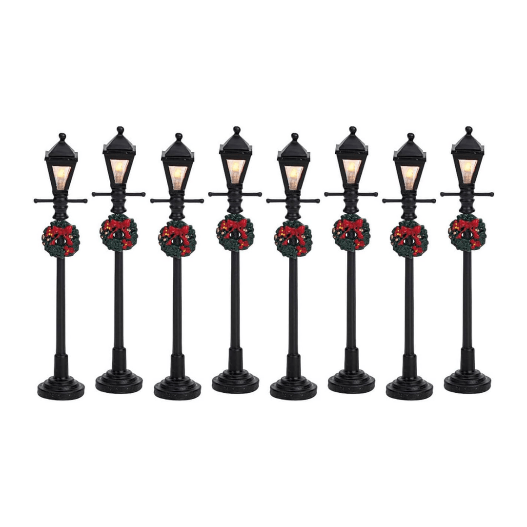 Gas Lantern Street Lamp, Set Of 8, B/O (4.5V) - Christmas.uk