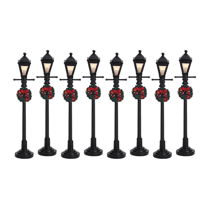 Gas Lantern Street Lamp, Set Of 8, B/O (4.5V) - Christmas.uk