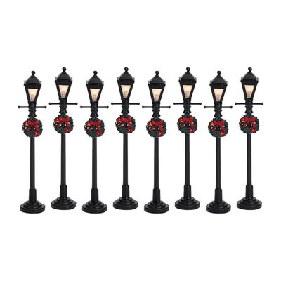 Gas Lantern Street Lamp, Set Of 8, B/O (4.5V) - Christmas.uk
