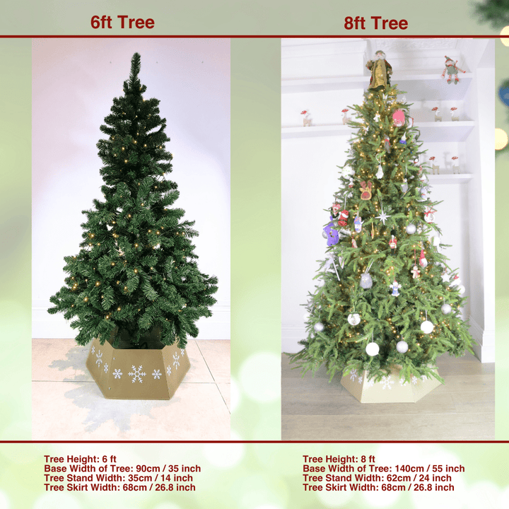 Metal Tree Gold Christmas Tree Skirt Collar - Metal Gold Tree Skirt Skirt (Gold & White) - Christmas.uk