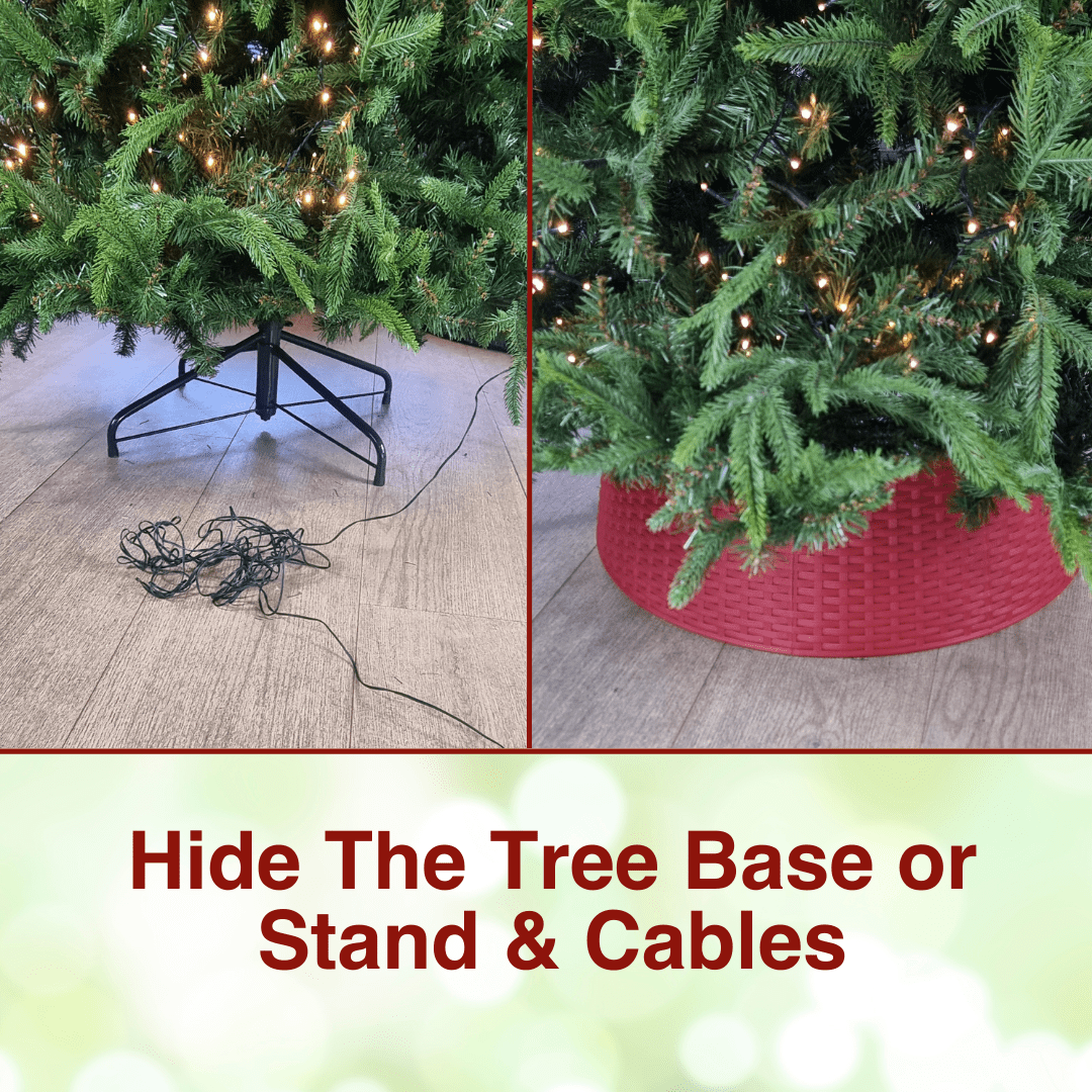 Red Rattan Christmas Tree Skirt (Large) - Christmas.uk