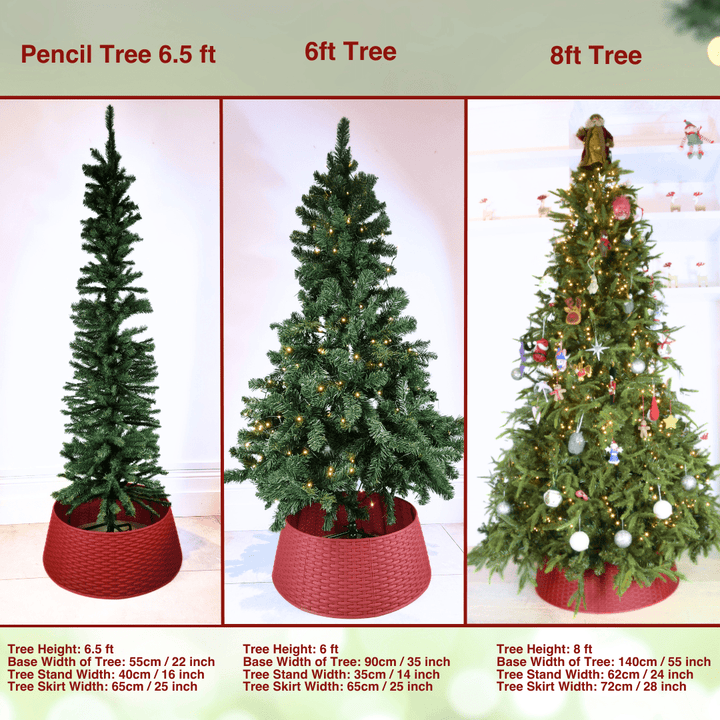 Red Rattan Christmas Tree Skirt (Large) - Christmas.uk