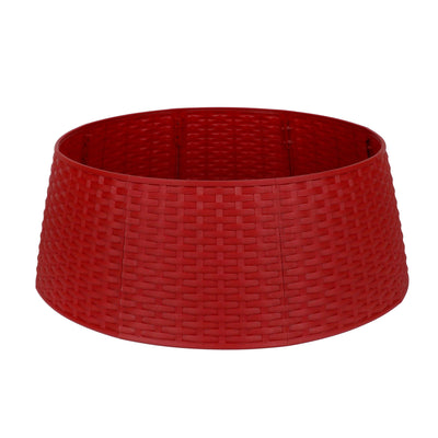 Red Rattan Christmas Tree Skirt (Medium) - Christmas.uk