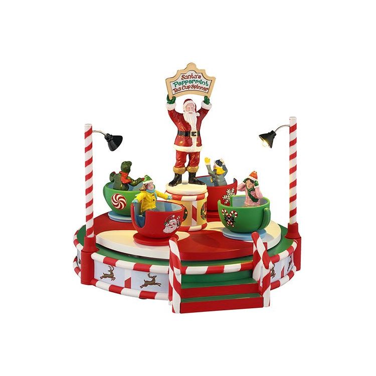 SANTA'S PEPPERMINT TEACUP SPINNER, B/O (4.5V) - Christmas.uk