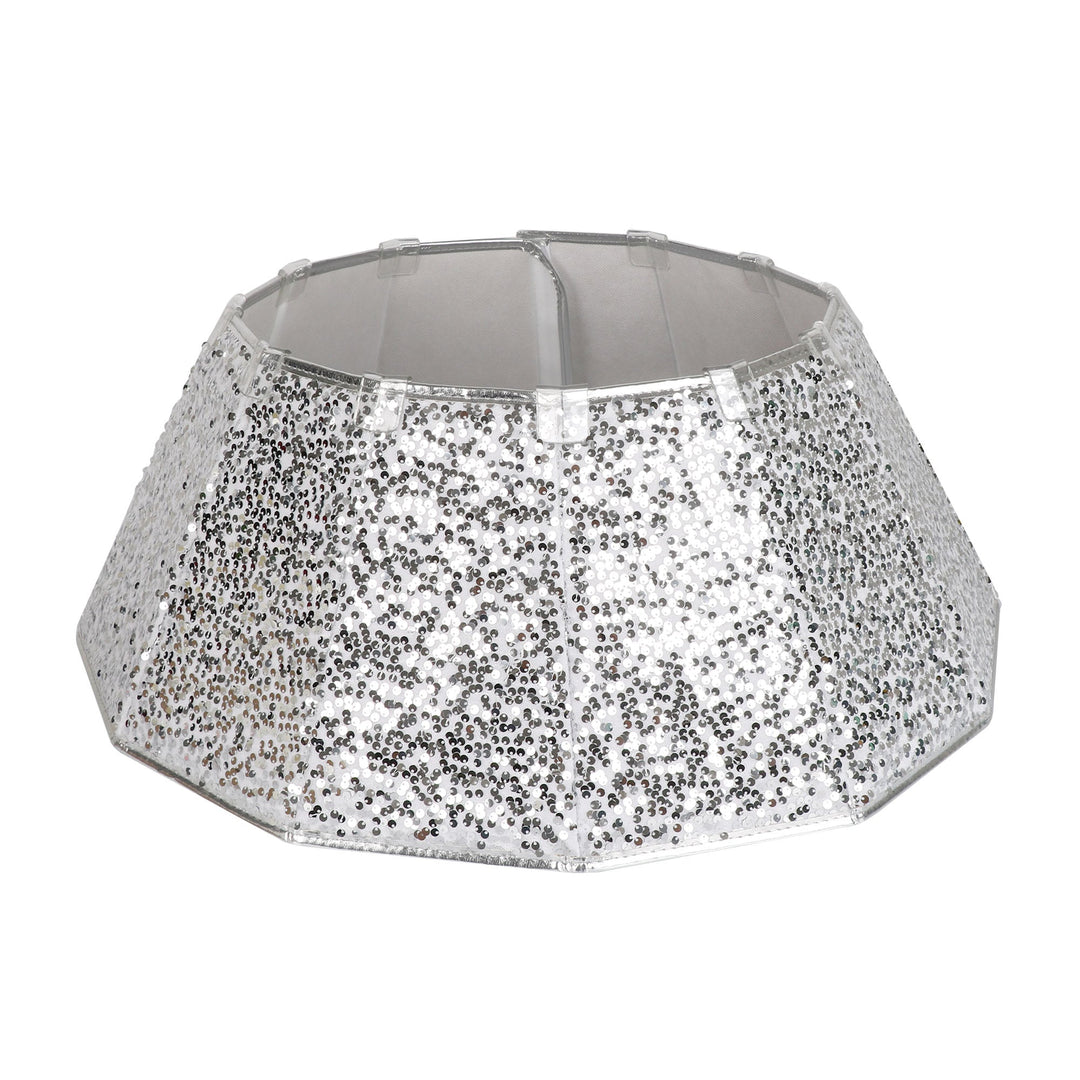 Silver Christmas Tree Skirt : Christmas Tree Collar Silver - Christmas.uk