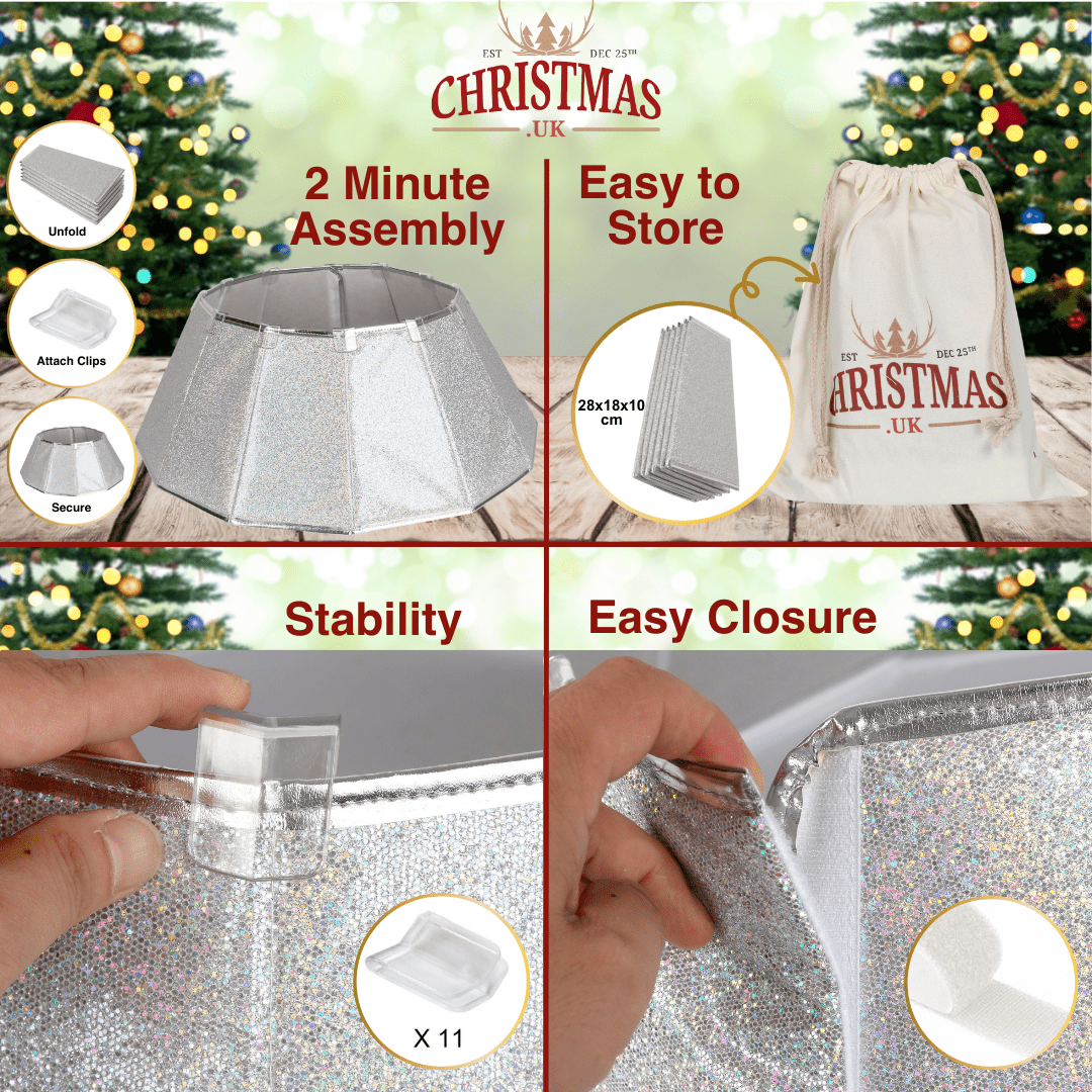 Sparkly Christmas Tree Skirt - Iridescent Christmas Tree Skirt - Christmas.uk