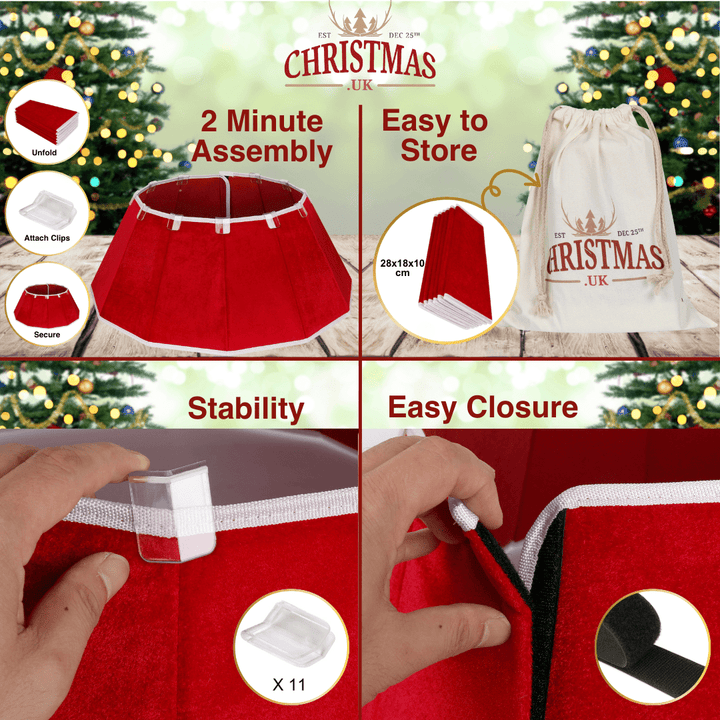 Velvet Christmas Tree Skirt Red and White - Christmas.uk
