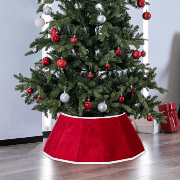 Velvet Christmas Tree Skirt Red and White - Christmas.uk