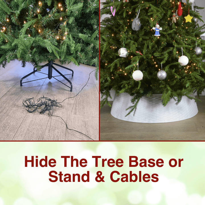 White Rattan Christmas Tree Skirt (Medium) - Christmas.uk