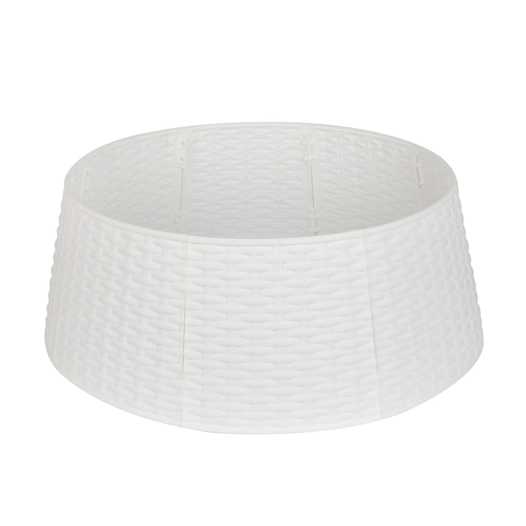 White Rattan Christmas Tree Skirt (Medium) - Christmas.uk