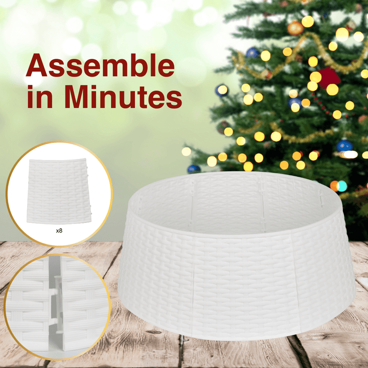 White Rattan Christmas Tree Skirt (Medium) - Christmas.uk