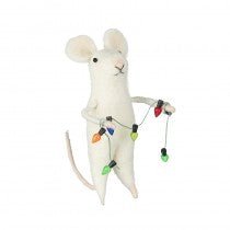 Wool Mouse With Christmas Light Garland - Christmas.uk