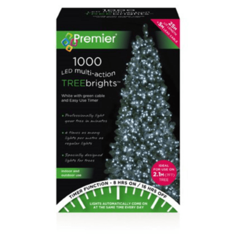 1000 White LED Christmas Tree Lights - Multi Action With timer - Christmas.uk