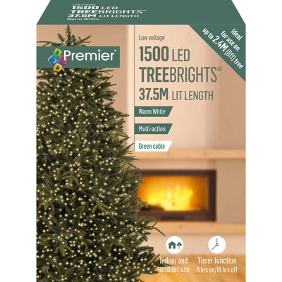 1500 M-A LED Warm White String Lights with timer Premier 5053844154991 I Christmas UK Online Shop